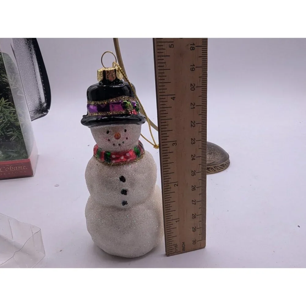 Margaret Cobane Original Designs Snowman Glass Ornament